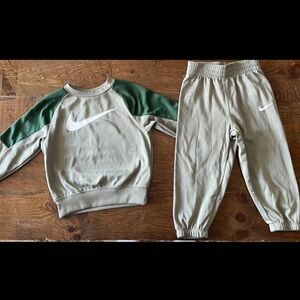 Nike Kids' Green and Tan Sweatpants Set